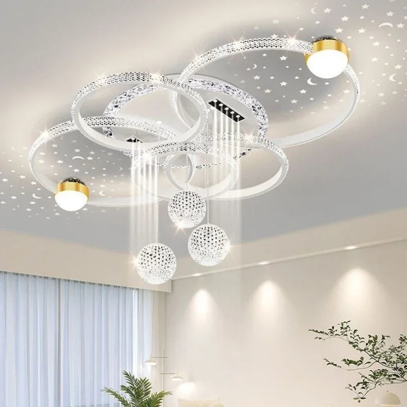 Modern Luxury LED Pendant Chandelier Iron Acrylic White Gold Black Dimmable Remote 85-265V