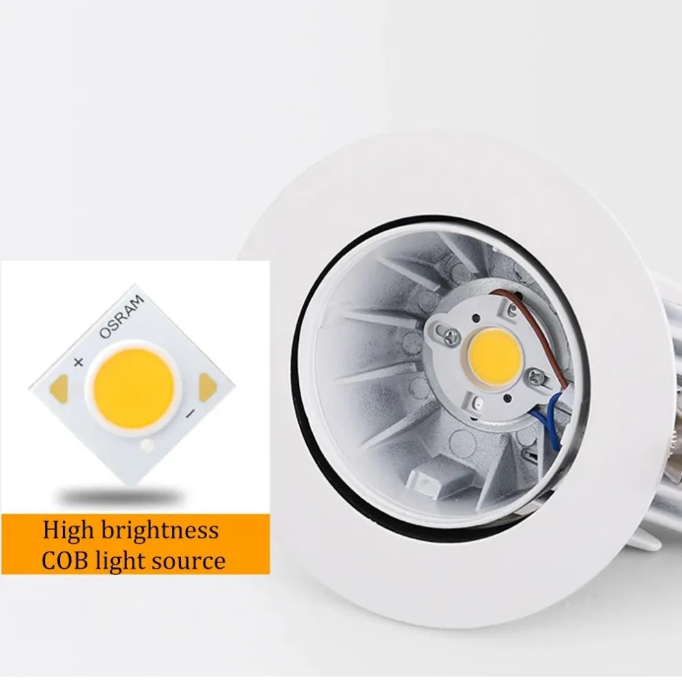 360-Degree Adjustable COB LED Recessed Downlight 10W 20W 30W 40W AC 85-265V Gimbal