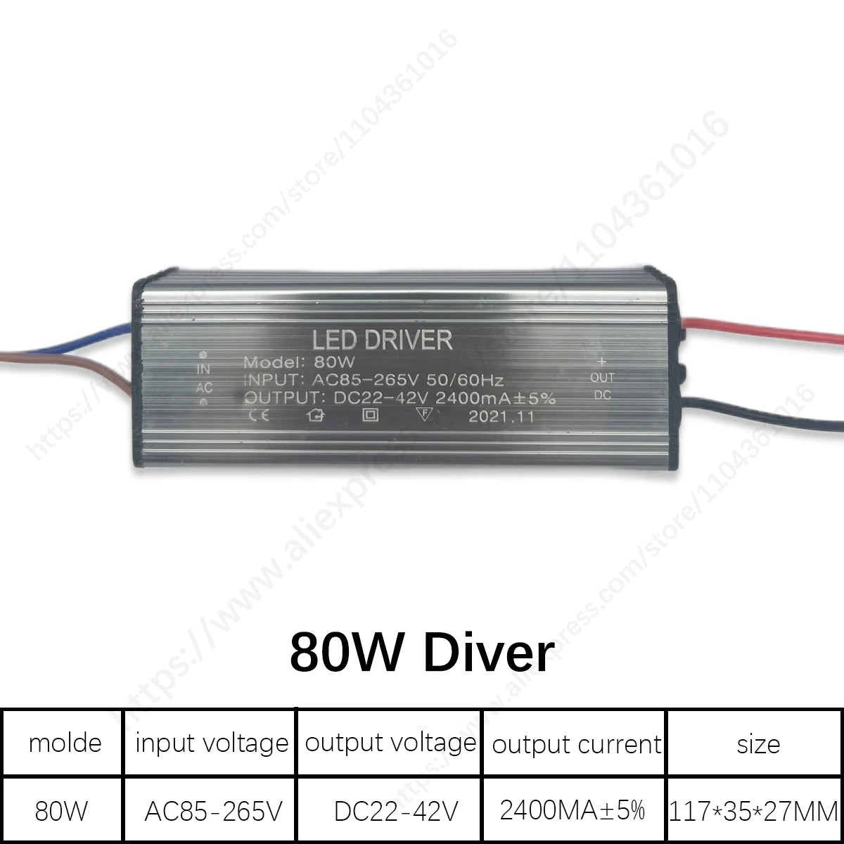 Constant Current LED Driver 30W 50W 60W 80W 100W AC 85-265V DC 24-42V Power Supply