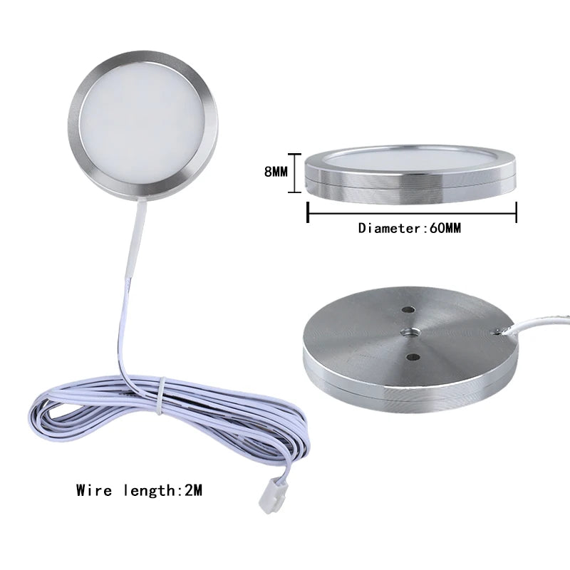 Under Cabinet LED Puck Light 2W DC 12V RF Remote Dimmable Linkable Aluminum PMMA Lens Kitchen Showcase Wardrobe Multi Pack