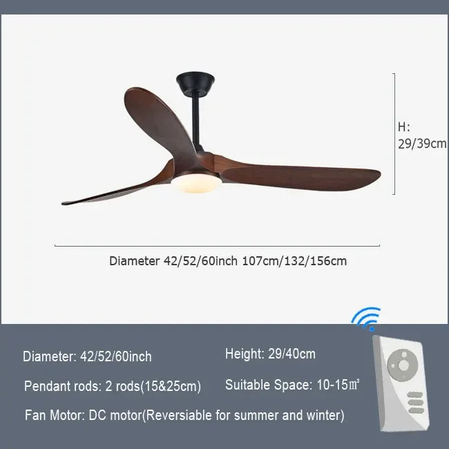 Modern Wooden Ceiling Fan Remote Control Light
