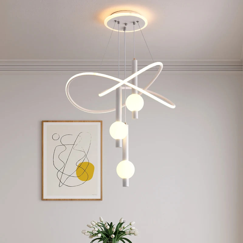 Modern 3D Acrylic LED Pendant Chandelier 75W 2200lm Dual-Mode Dimmable 50cm AC 90-240V