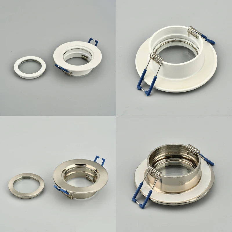 GU10 MR16 IP44 Recessed Ceiling Spotlight Mount Frame D83mm 68mm Cutout White Black Nickel