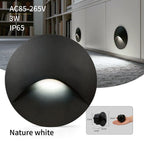 3W LED Recessed Step Light Square Round Black White AC 90-260V Anti-Glare Stair Wall