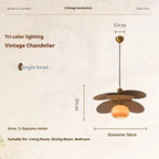 Traditional Stained Glass LED Chandelier Iron Semi Flush Mount Downlight AC 90-260V Living Room Parlor