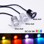 IP65 RGB Mini LED Recessed Spotlight 3W DC 12V 27mm Cutout 30 Degree Brushed Stainless Aluminum PWM Dimmable Stair Ceiling RV