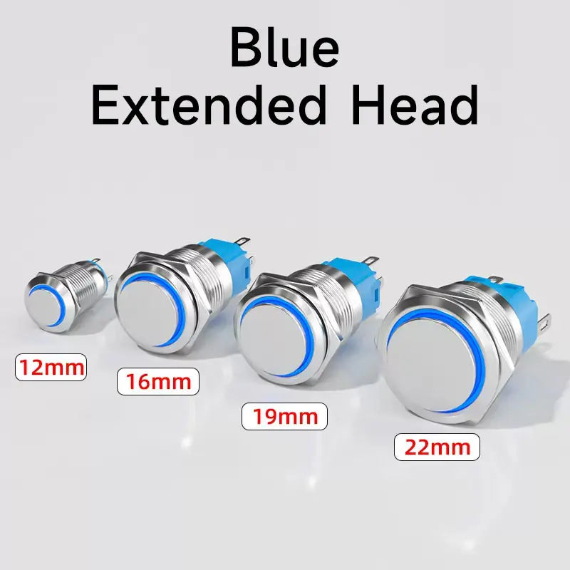 IP65 LED Illuminated Metal Push Button Switch 12mm 16mm 19mm 22mm 1-3A Momentary Latching 5 Colors