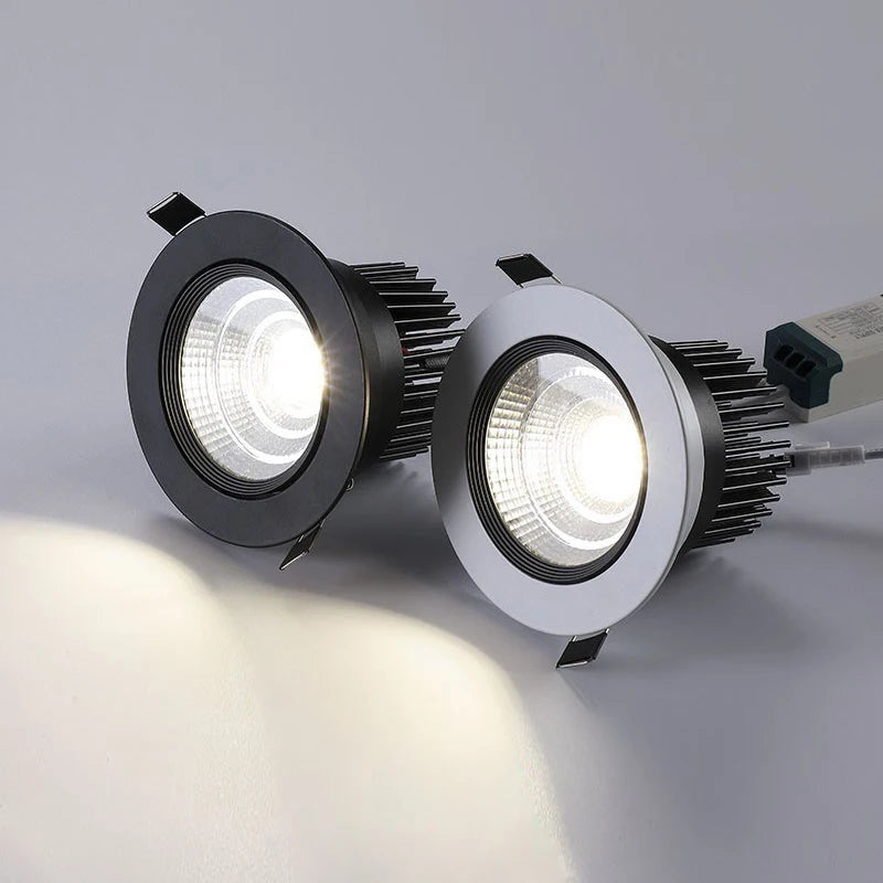 Dimmable COB LED Recessed Downlight 3W 5W 7W 10W 12W Aluminum 60 Degree AC 110-220V Warm White Neutral White Cool White White Silver Black