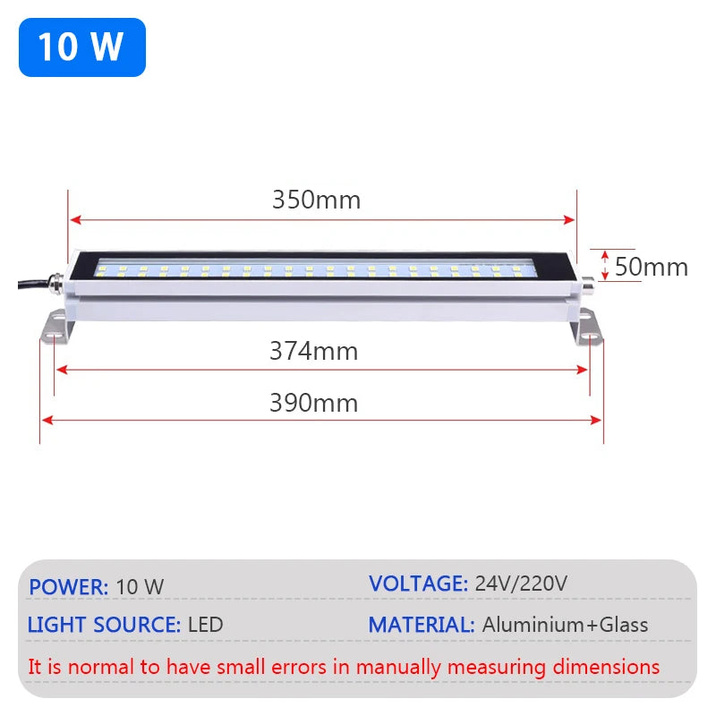 IP67 LED Machine Tool Work Light 5W 10W 12W 15W Aluminum Glass Waterproof Oil Proof AC 110-220V or DC 24-36V CNC Lathe Workshop