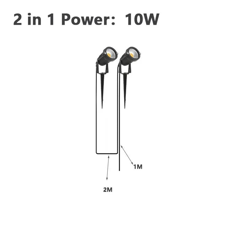 LED Garden Spotlight Set 5W per Head IP65 360° Adjustable Stake AC 100-240V Warm White