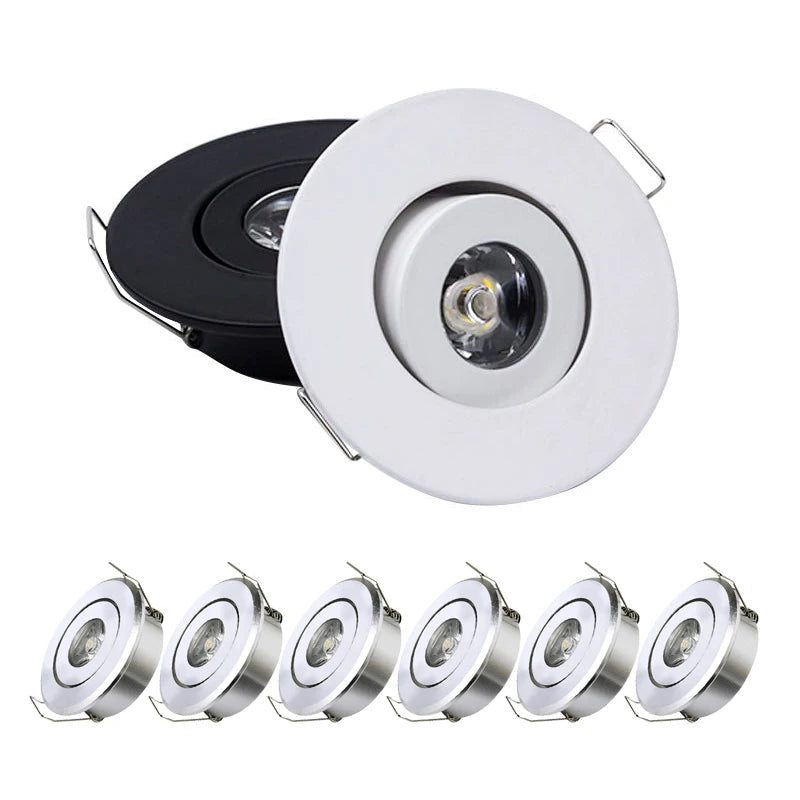 Mini Dimmable LED Recessed Downlight 1W 3W 52mm 45° CRI 80+ IP52 AC 85-265V 6 Pack