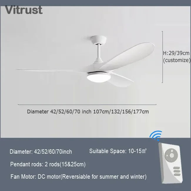 Modern Wooden Ceiling Fan Remote Control Light