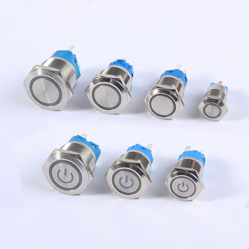 Metal LED Push Button Switch 12 16 19 22mm IP65 Self-Reset Self-Lock 5A 250V CE RoHS CCC