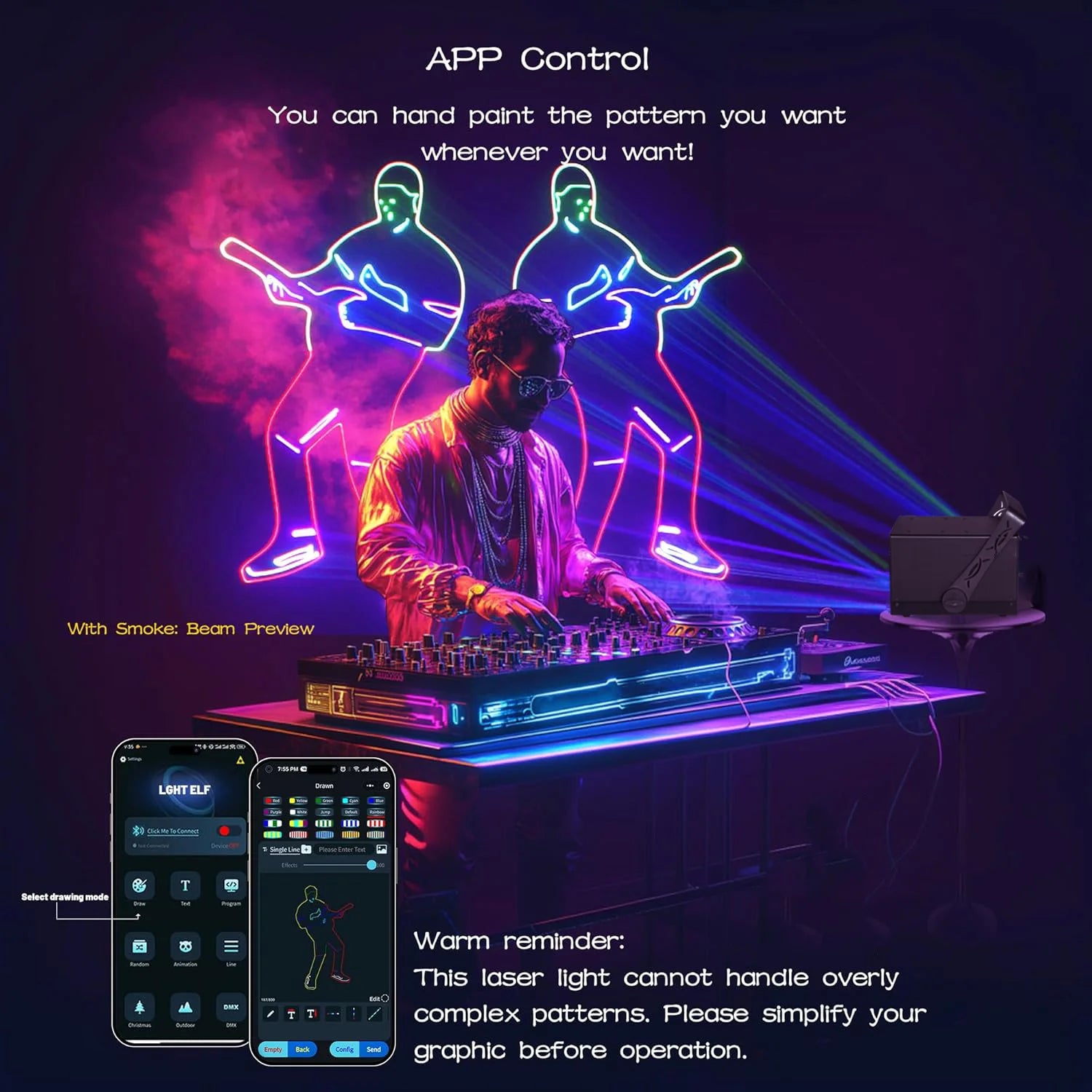 RGB Laser Scanning Projector 6W 8W 10W 12W 30K Galvo ILDA DMX512 APP RJ45 AC 110-220V Stage