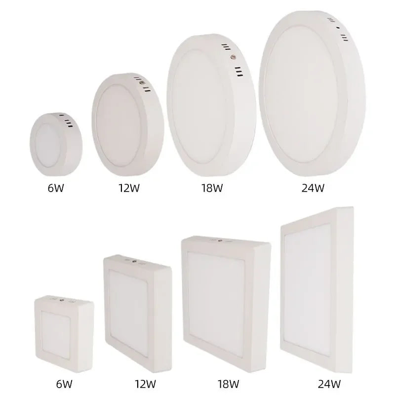 Surface-Mount Square LED Panel Light 6W 12W 18W 24W 120° PF97% AC 85-265V Driver Included