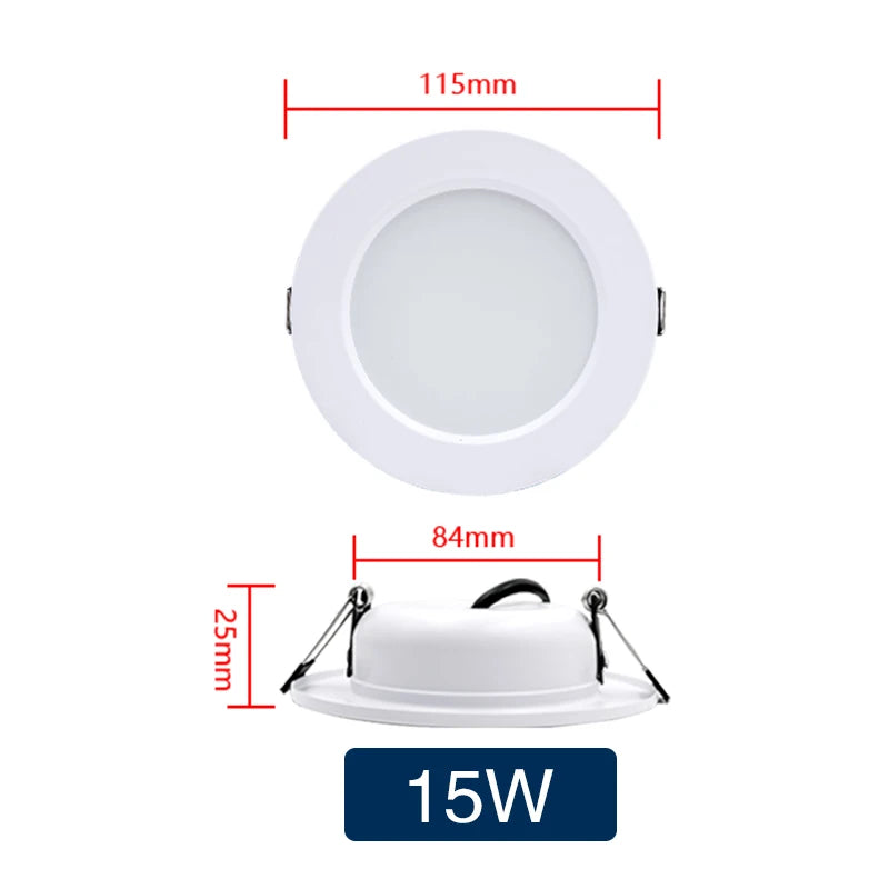 Epistar LED Recessed Downlight 5W 9W 12W 15W 18W 120° CRI 85+ DC 12-24V AC 110-220V