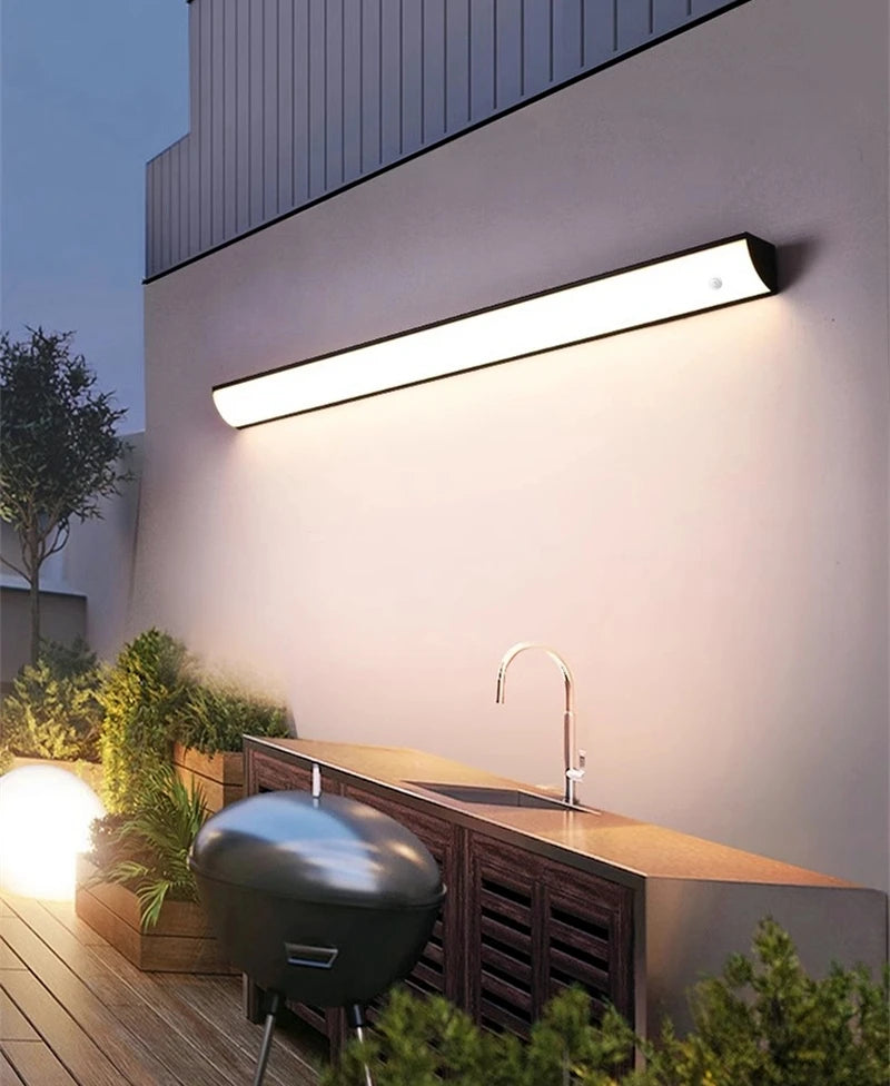 IP65 LED Outdoor Wall Lamp Linear Strip Aluminum Acrylic 30cm to 150cm Warm White Neutral White Cool White AC 110-260V Black White