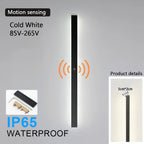 IP65 Motion Sensor LED Outdoor Linear Wall Lamp 20W to 62W Black Iron Baked Aluminum AC 85-265V Garden Villa Porch 21.7in to 78.7in