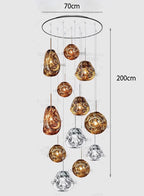 Modern Glass Iron Pendant Chandelier 3-21 Heads Round Linear Black Silver Gold AC 90-265V