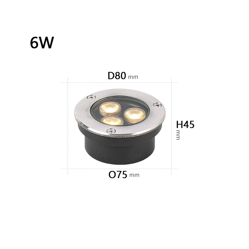 IP67 LED Underground Ground Light 2W 6W 10W 12W 18W SMD 3030 Stainless Steel Die Cast Aluminum 30 Degree AC 85-265V or DC 12-24V Warm White Cool White