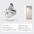 360-Degree Adjustable COB LED Recessed Downlight 10W 20W 30W 40W AC 85-265V Gimbal