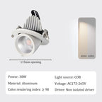 360-Degree Adjustable COB LED Recessed Downlight 10W 20W 30W 40W AC 85-265V Gimbal