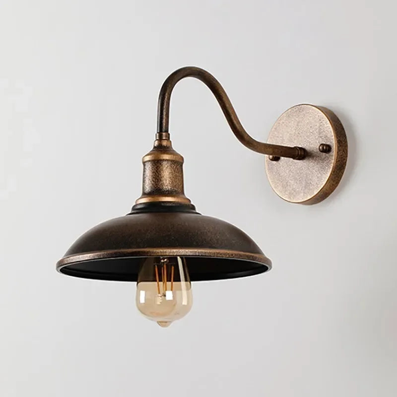 Vintage Iron IP65 Outdoor LED Wall Lamp E26 E27 D24-30cm Black Archaize Silver Gold AC 90-260V