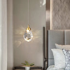 Modern Crystal Raindrop LED Chandelier Pendant Light 5 Head Gold Aluminum Cord Pendant AC 90-260V Living Room Dining Room