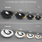 5W-18W Angle-Adjustable COB LED Recessed Downlight 360° Epistar CRI 90+ 110lm/W AC 85-265V