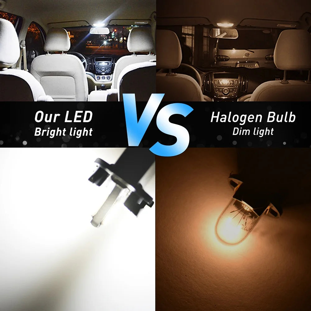 T10 W5W 194 LED Bulb 2-SMD7020 100lm DC 12-14V Car Interior Dome Map License Plate 10-Pack