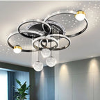 Modern Luxury LED Pendant Chandelier Iron Acrylic White Gold Black Dimmable Remote 85-265V