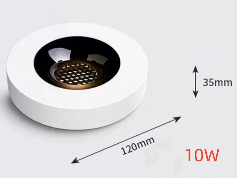 Ultra Thin COB LED Surface Mounted Ceiling Spotlight 10W 30W 50W 60W CRI 93 24 Degree Anti Glare Dimmable Knob Switch AC 85-265V Black White