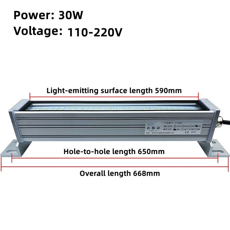 IP67 LED Machine Tool Work Light 10W to 40W Explosion Proof Waterproof Aluminum Alloy Tempered Glass AC 110-240V or DC 24-36V CNC Lathe Workshop