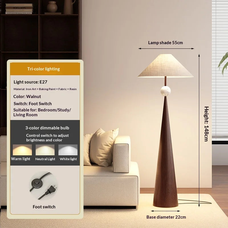 Zen Wabi Sabi Floor Lamp Japanese Chinese Iron Fabric Shade Dimmable AC 90-260V 16-20W