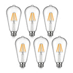 ST64 Edison Filament LED Bulb 2W 4W 6W 8W E27 B22 Dimmable Gold Glass 110-220V 6 Pack