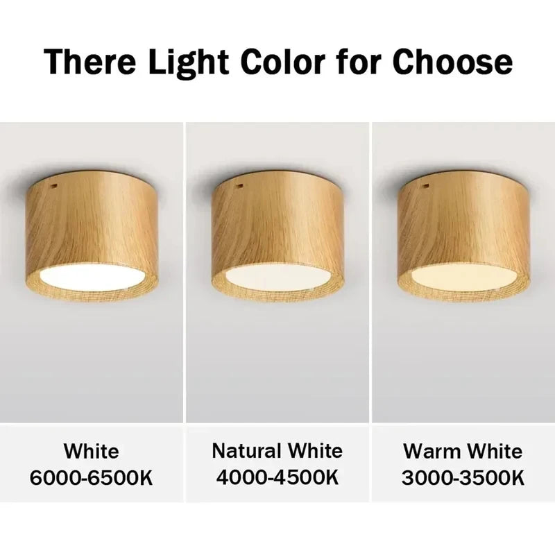 Nordic Wood Grain LED Surface Mounted Ceiling Downlight 5W 7W 15W Iron AC 85-265V D85mm to D120mm Wood Black White Foyer Living Room Bedroom