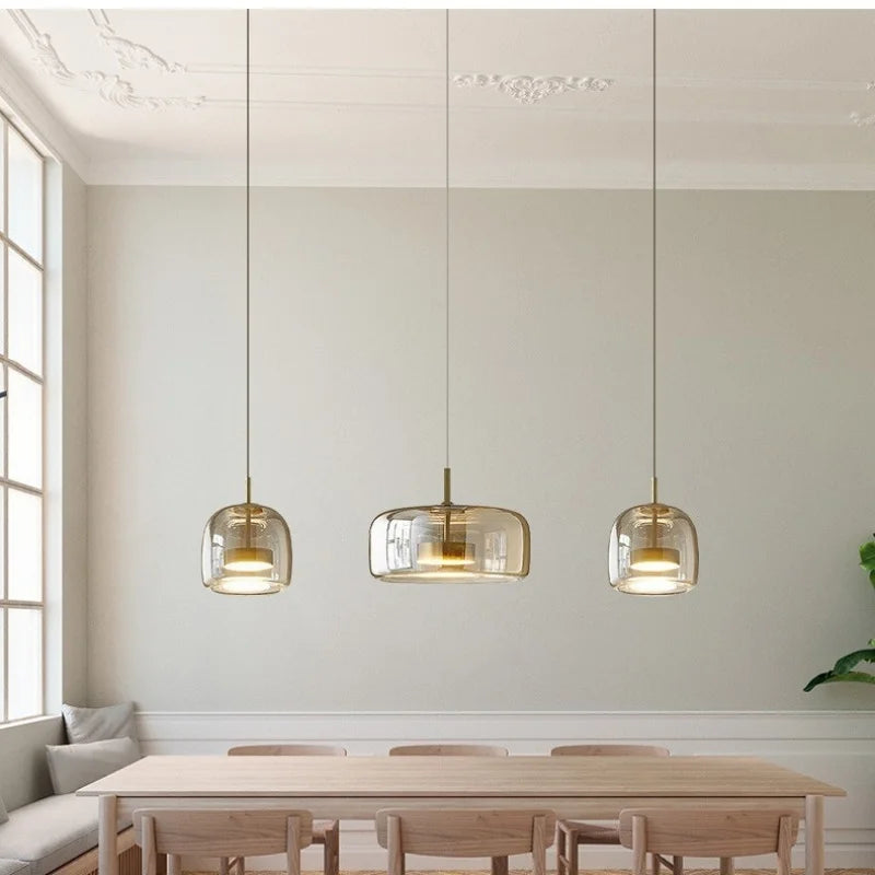Nordic Minimalist Iron Glass Pendant Chandelier E26 E27 38cm Single Head Dimmable AC 90-260V