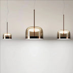 Modern Glass Pendant Light Smoky Gray Gold Knob Dimmable AC 90-260V Dining Room Bedroom