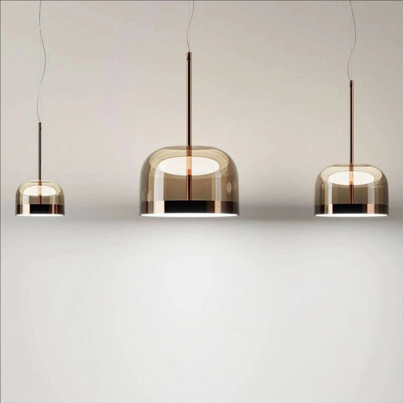 Modern Glass Pendant Light Smoky Gray Gold Knob Dimmable AC 90-260V Dining Room Bedroom