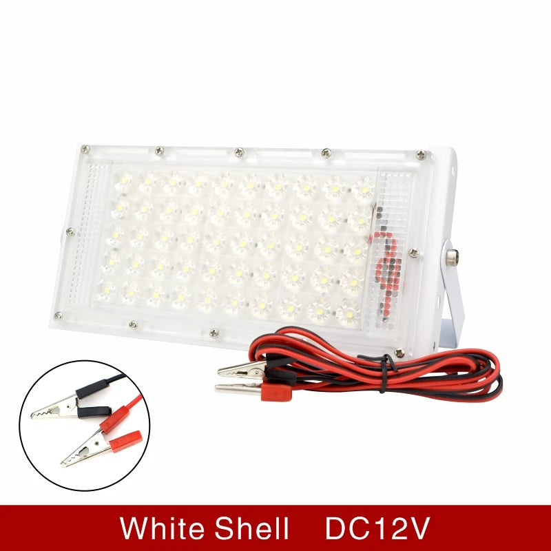 50W DC 12-85V IP65 LED Portable Flood Light 5000lm CRI 85+ 180° SMD2835 Battery Connect