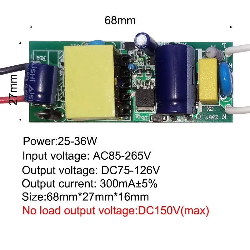 Isolated Constant Current LED Driver 300mA 1-3W 4-7W 8-12W 15-18W 20-24W 25-36W AC 85-265V