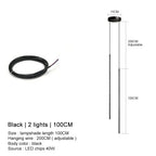 Modern Linear LED Chandelier Pendant Light 3 Head Black Brushed Aluminum Adjustable Wire Dining Room Kitchen Island