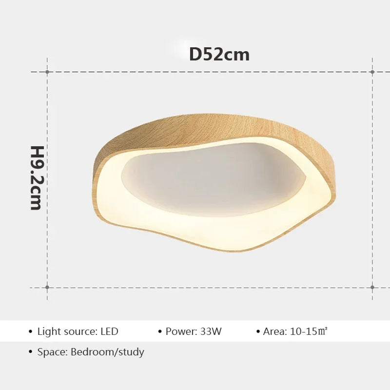 Nordic Wood Grain LED Ceiling Light Dimmable Remote Control 42cm 52cm Acrylic Iron Surface Mount AC 90-260V Bedroom Living Room