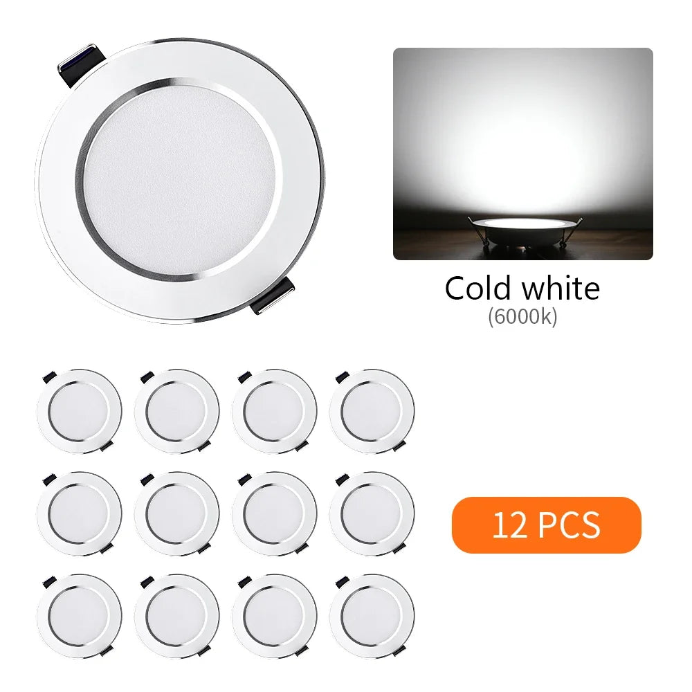 LED Recessed Downlight 5W 9W 12W 15W Aluminum CRI 80 Single Color or 3 Color Switching AC 110V or 220V 6 Pack or 12 Pack Round Ceiling Spot