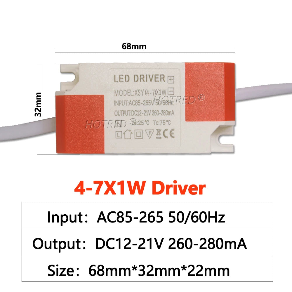 Constant Current LED Driver 3-5W 4-7W 8-12W 300mA 280mA AC 85-265V DC 8-43V Transformer