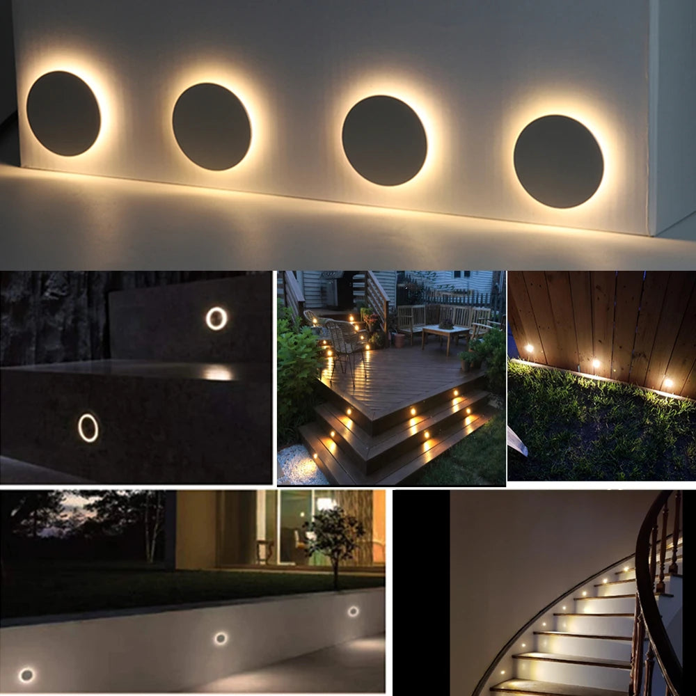 IP67 LED Recessed Stair Wall Light 1W 90lm DC 12-24V 30mm Cutout Touch Dimmable 3-Color