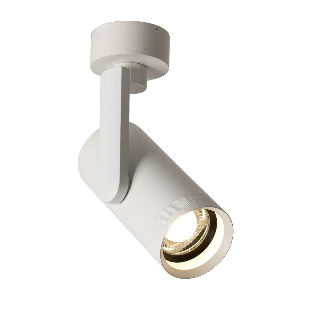 Dimmable Zoomable COB LED Ceiling Spotlight 10 to 55 Degree Adjustable Beam Frosted Aluminum Surface Mounted AC 90-260V