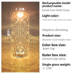 Crystal Rose LED Desk Lamp USB Rechargeable 5W Touch Switch 3 Color Temperatures ABS Acrylic Bedroom Bedside Night Light