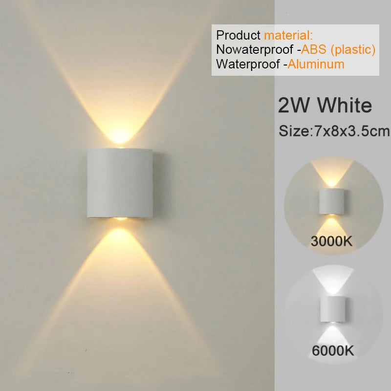 Modern LED Wall Sconce Up Down 6 Sizes Black White 3000K 6500K Waterproof AC 85-265V