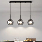 Modern Glass Ironware Pendant Chandelier 3-4 Heads 30-40W Dimmable Remote AC 90-265V